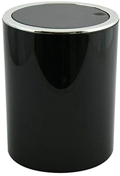Design Pedaalemmer voor Badkamer met Schommeldeksel - 6 Liter Zwart