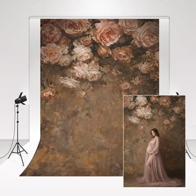 Allecto - Bloemenfotografie Achtergrond - Vintage Bruin - Professionele Fotostudio Achtergrond - 1,5 x 2,2 m - Geschikt voor Kinderen en Zwangersch...