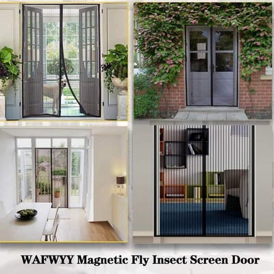 Magnetische vliegenhor voor de deur, insectenwerend magnetisch gordijn met kleeflaag, boren niet nodig; magnetisch muggennet, volledig frame, 80x210 cm.