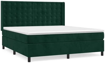 vidaXL - Boxspring - met - matras - fluweel - donkergroen - 180x200 - cm