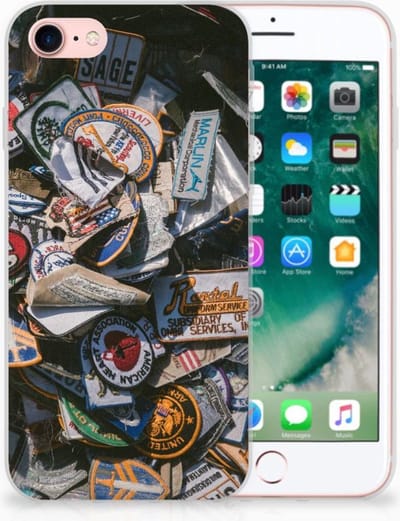 iPhone SE 2022 | SE 2020 | 8 | 7 Siliconen Hoesje met foto Badges