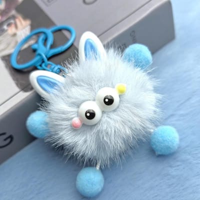 Oreilles de Vison Imitation Elfe Peluche Pendentif Dessin Animé Poilu Mignon Boule de Fourrure Dessin Animé Cadeau Couple Meilleur Ami Porte-clés white