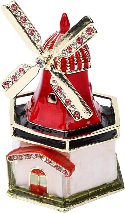 Sieradenorganizer - Sieradendoos - Sieraden Opbergen - Uniek Windmolen Design - 10x8x7 cm - Zilverkleurig