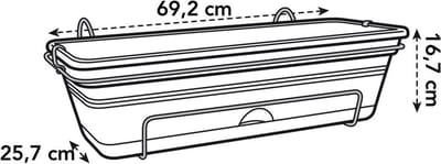 Elho Green Basics Balkonbak Allin1 70 - Plantenbak voor Balkon Buiten - Ø 68.5 x H 16.5 cm - Blad groen
