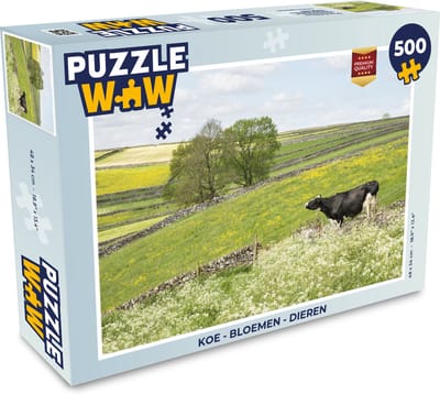 Puzzel Koe - Bloemen - Dieren - Legpuzzel - Puzzel 500 stukjes
