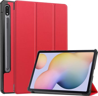 Hoes Geschikt voor Samsung Galaxy Tab S8 hoes – Hoes Geschikt voor Samsung Galaxy Tab S7 hoes - Book Case - Smart Cover – trifold case – 11 inch – Rood