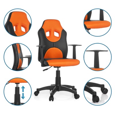 hjh office Kiddy Racer AL - Bureaustoel - Kinder - Zwart / oranje