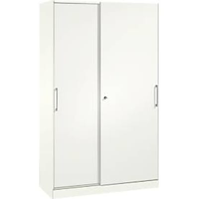 Schuifdeurkast ASISTO C 3000, 5 ordnerhoogten, afsluitbaar, breedte 1200 mm, wit/wit