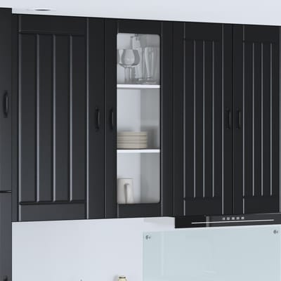 vidaXL - Wandglas - Kasten - LUCCA - Zwart - 40 - x - 31 - x - 100 - cm - Bewerkt - hout