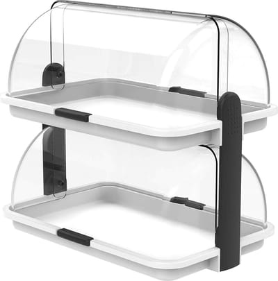 BIESSE Buffetvitrine L179/01 Polibox Double Decker met Dubbele Open Zijden, Wit 38 x 26 x 35,5 cm