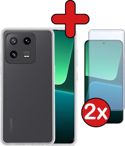 Hoesje - Met 2x Screenprotector - Geschikt voor Xiaomi 13 - Sterk & Shockproof - Telefoon Hoes - Back Cover - Siliconen Case - Telefoonhoes - Transparant