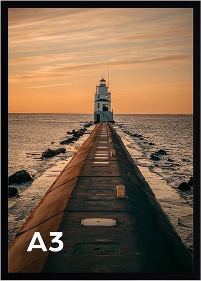 SnelShoppen - EYMPEU Zwart Fotolijst A3 met Passe-partout voor Foto A4 - Multifunctioneel, Geschikt voor Wanddecoratie, Land- of Portretoriëntatie
