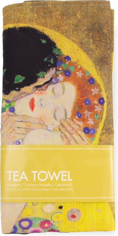 Lanzfeld Theedoek - Gustav Klimt - De Kus - 50x70 cm - 100% Katoen - Kunst