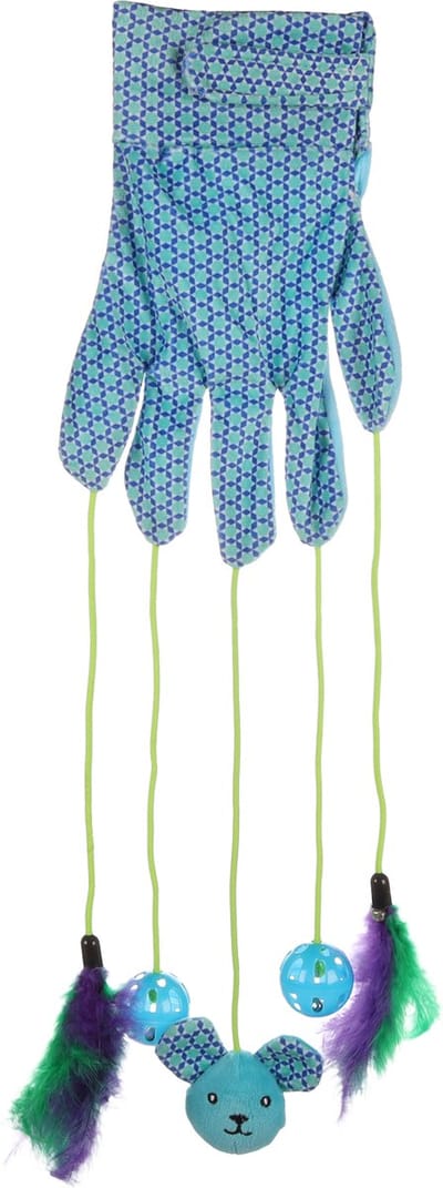 Flamingo Marion - Speelgoed Katten - Ps Marion Handschoen Met Speeltjes Blauw 55x21x3,8cm - 1st - 137510 - 1st