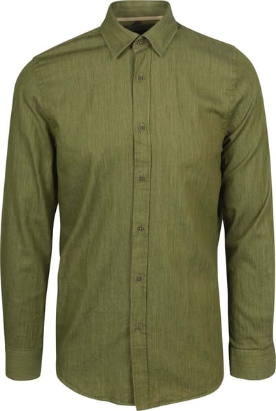 Suitable Overhemd Washed Groen - Maat M - Heren - Casual Shirt