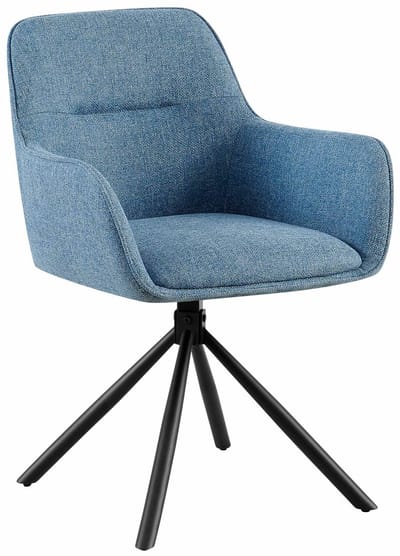 CLP Tipton Eetkamerstoel - met rugleuning - klassiek - draaibaar - stof - Stof/blauw