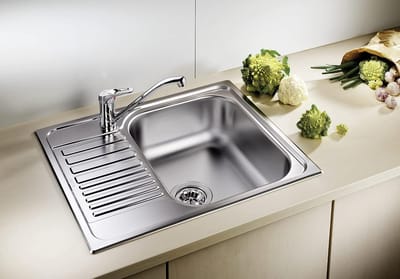 Keukenspoelbak - roestvrij staal - natuurlijk afgewerkt - 1 stuk - compact