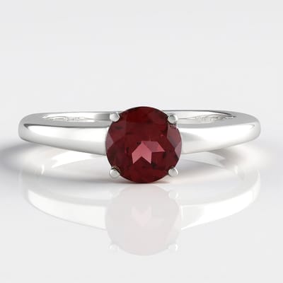 Cavill - Zilveren ring - 925 Sterling zilver geplatineerd - Mozambique granaat 0 852 ct Rond geslepen - Tijdloos elegant dames sieraad