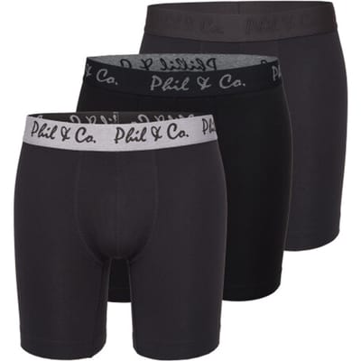 Phil & Co Boxershorts Heren Met Lange Pijpen Boxer Briefs 3-Pack Zwart - Maat M