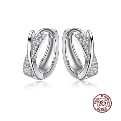 Oorbellen - oorringen - 925 sterling zilver - zirkonia - klapsluiting