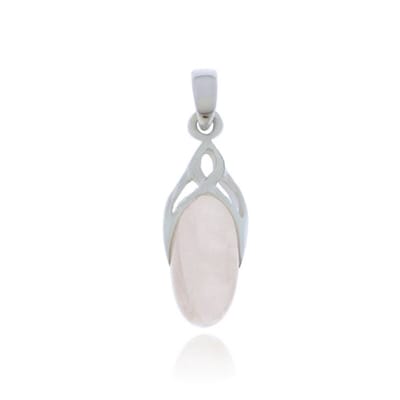 SilverGems Zilveren hanger met cabouchon geslepen ovale Rozenkwarts edelsteen