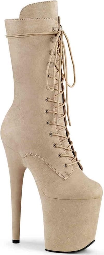 Pleaser - FLAMINGO1050FS Plateau Laarzen, Paaldans schoenen - Paaldans schoenen - 39 Shoes - Beige