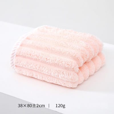 38x80cm Zachte verdikte gestreepte koraal fleece gezichtshanddoek Handdoek Gezichtsbad Sterke waterabsorptie Badkamerhanddoek 38x80cm&1pc roze