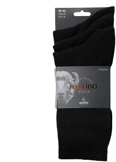 Apollo 3-paar merino wollen diabetes sokken - niet knellende boord - 42 - Blauw