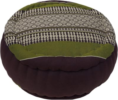 Rond Meditatiekussen met Kapokvulling - Bruin/Groen Katoenen Yogakussen voor Meditatie en Zitten, 18x30x30 cm
