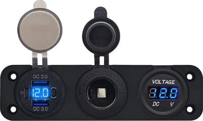 ProRide 12V USB Autolader 3 Poorten - QC3.0 - Voltmeter en 12V/24V Sigarettenplug - Drievoudig inbouw
