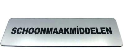 Deurbordje met tekst Schoonmaakmiddelen incl. 3M-tape plakstrip - Namengigant Deur Tekstbordje - Deur - incl. 3M-tape plakstrip - Bordje - RVS Look - 150 mm x 50 mm x 1,6 mm - 5 jaar Garantie