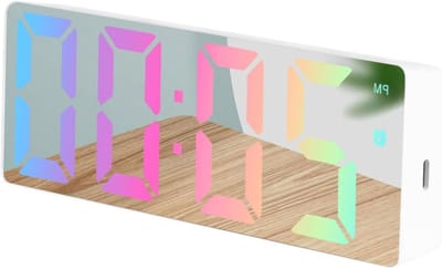 Digitale Wekker - Nachtkastklok Spiegel - Wakker Worden - Instelbare Dimmer - Groot LED-scherm - Spiegel Wit