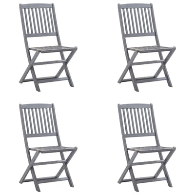 vidaXL - Set - van - 4 - klapstoelen - met - kussens, - gemaakt - van - massief - acaciahout.