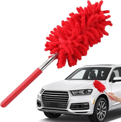 Auto Afstofborstel - Reinigingsborstel Exterieur - Voertuig Onderhoud - Verstelbare Lengte - 24-72 cm - Rood