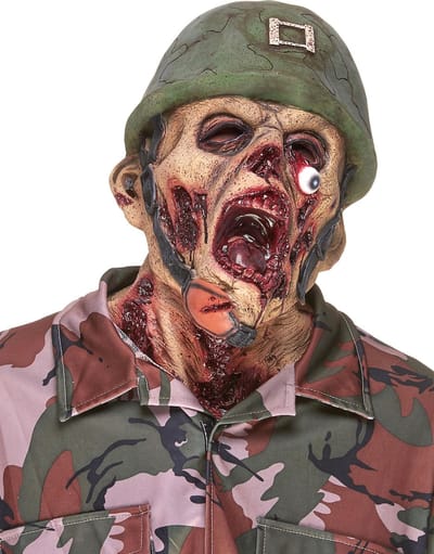 Vegaoo - Latex zombie soldaten masker voor volwassenen