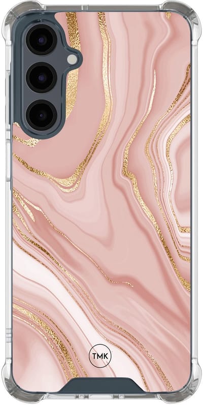 Shockproof hoesje geschikt voor Samsung Galaxy A16 - Rose marble - Schokbestendig - Verhoogde randen - TPU case - Extra Sterke Back Cover - Marmer - Transparant, Roze