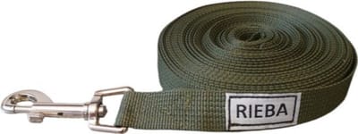 Rieba® Hondenriem 3 meter – Lange Lijn - Trainingslijn – Sleeplijn – Speurlijn - Hondenlijn – Looplijn – Riem Hond - Voor Training en Wandelen – 2 cm Breed – Nylon – Olijfgroen