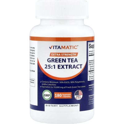 Vitamatic, Groene Thee, 25:1 Extract, 180 Plantaardige Capsules