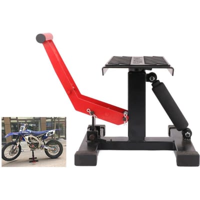 Support de moto tout-terrain, cric hydraulique, table élévatrice universelle, banc de réparation, charge de 450 kg noire rouge