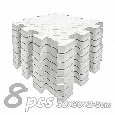Velmio Speelmat - 8 Stuks - Foam tegels - Fitnessmat - 2.5 cm Extra dik - Vloer padding - 30x30cm - Puzzelvloer - Wit -