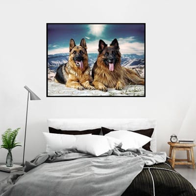 Diamond Schilderen Cross Stitch Diamond Home Decor twee honden Vol Strass Mozaïek Diamant Borduren 20X30CM gray