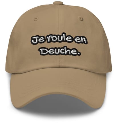 De2pktjes - Je Roule en Deuche Pet – Geborduurde Citroën 2CV Cap | Verstelbaar en Stijlvol | Beige