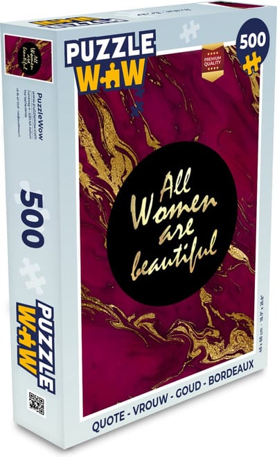 Puzzel Quote - Vrouw - Goud - Bordeaux - Legpuzzel - Puzzel 500 stukjes