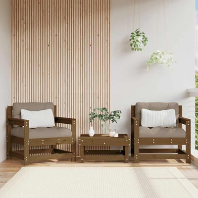 vidaXL - Tuinstoelen - 2 - st - met - kussens - massief - grenenhout - honingbruin