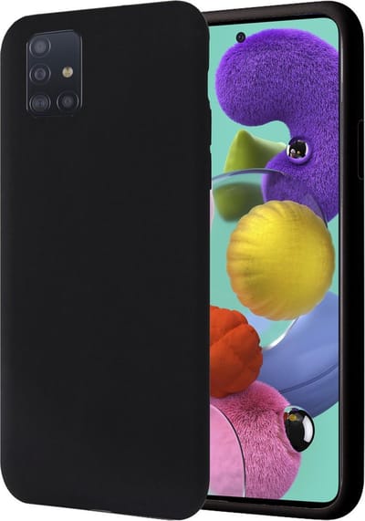 Hoesje geschikt voor Samsung Galaxy A51 - Matte Back Cover Microvezel Siliconen Case Hoes Zwart