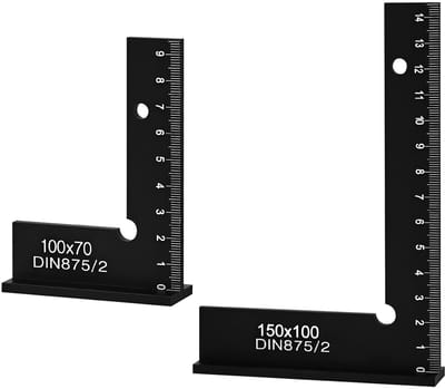 Set van 2 Lock Angle - 90° Stop Angle - Metaal - 150 x 100 mm - 100 x 70 mm - Precisie Gereedschap Tafel - Liniaal - L-Type voor Nauwkeurig Werken in Metaalconstructie en Werkplaats