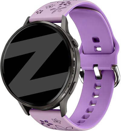 Bandz Siliconen 'Flowers' bandje geschikt voor Garmin Vivoactive 4s / Vivomove 3s / Venu 4 - 41mm / Venu 3s / Venu 2s / Forerunner 265s / Forerunner 255s - Lila/Paars