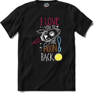 I Love You To The Moon & Back | Valentijn - Valentijnsdag - Cadeau - Kado - T-Shirt - Unisex - Zwart - Maat XXL