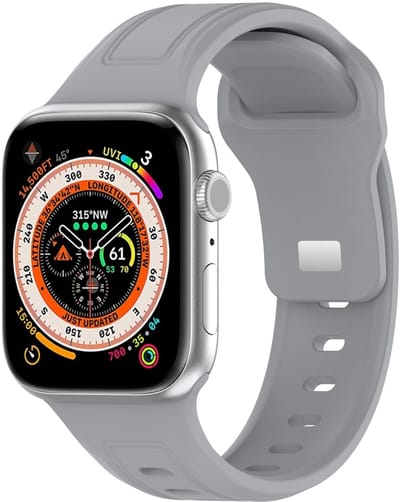 By Qubix - Geschikt voor Apple Watch bandje - Square siliconen band - Grijs - Geschikt voor Apple Watch 44mm / 45mm / 46mm / 49mm (Ultra 1,2 en 3)