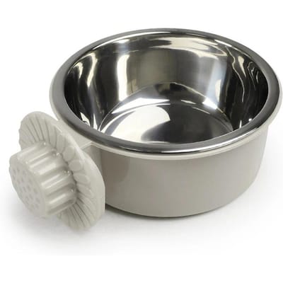 Roestvrijstalen hondenkom Feederkooi Hangende voerbak Waterdispenser Hondenvoercontainer Kattenkommen voor puppybenodigdheden grijs
